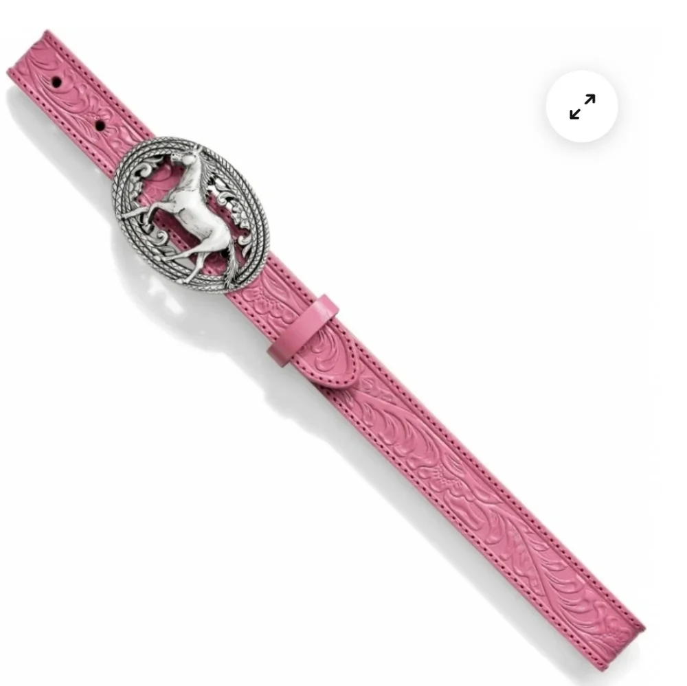 Justin Girl's Lil' Beauty Pink Leather Belt with Horse Buckle C30201